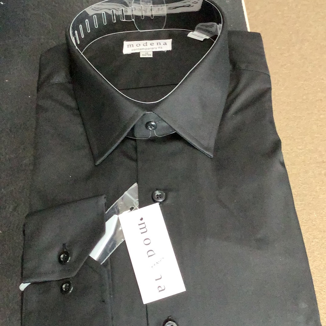Modena Black Dress Shirt Contemporary Fit
