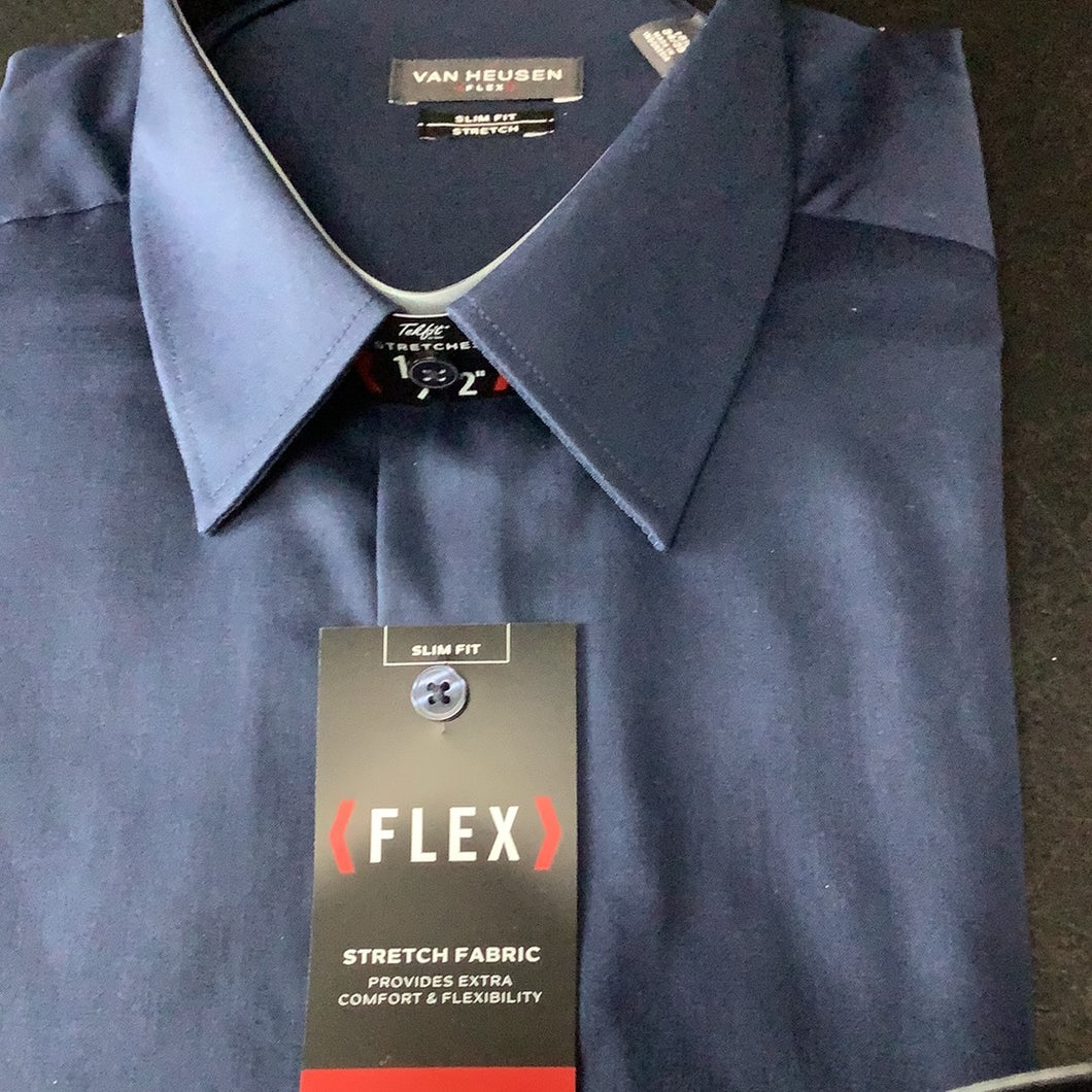 Van Heusen Navy Slim Fit Dress Shirt Johnson's Hub Kewanee Van Heusen Navy Slim Fit Dress Shirt Johnson's Hub Kewanee