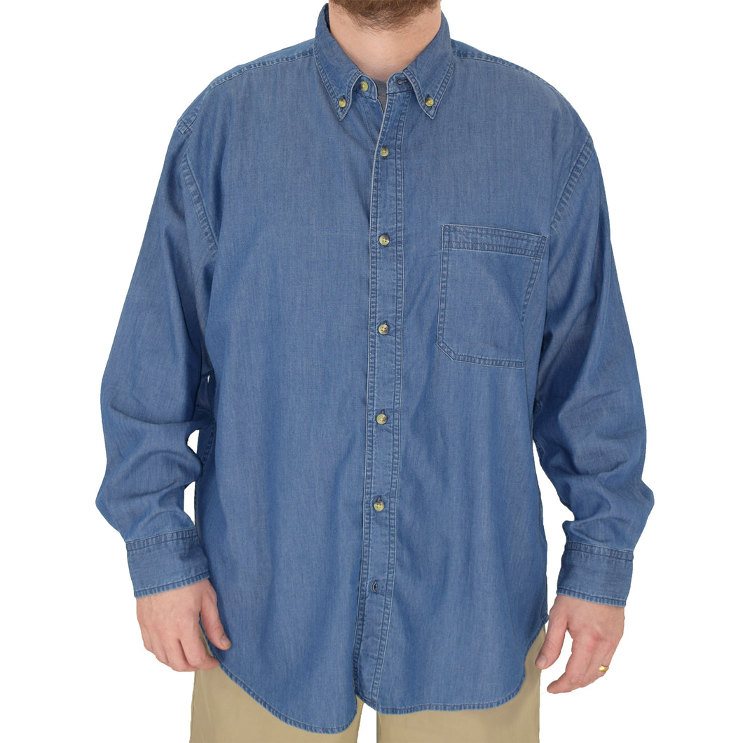 Woodland Trail Blue Denim Long Sleeve Sport Shirt