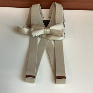 Young Mens Champagne Suspenders/Bow Tie