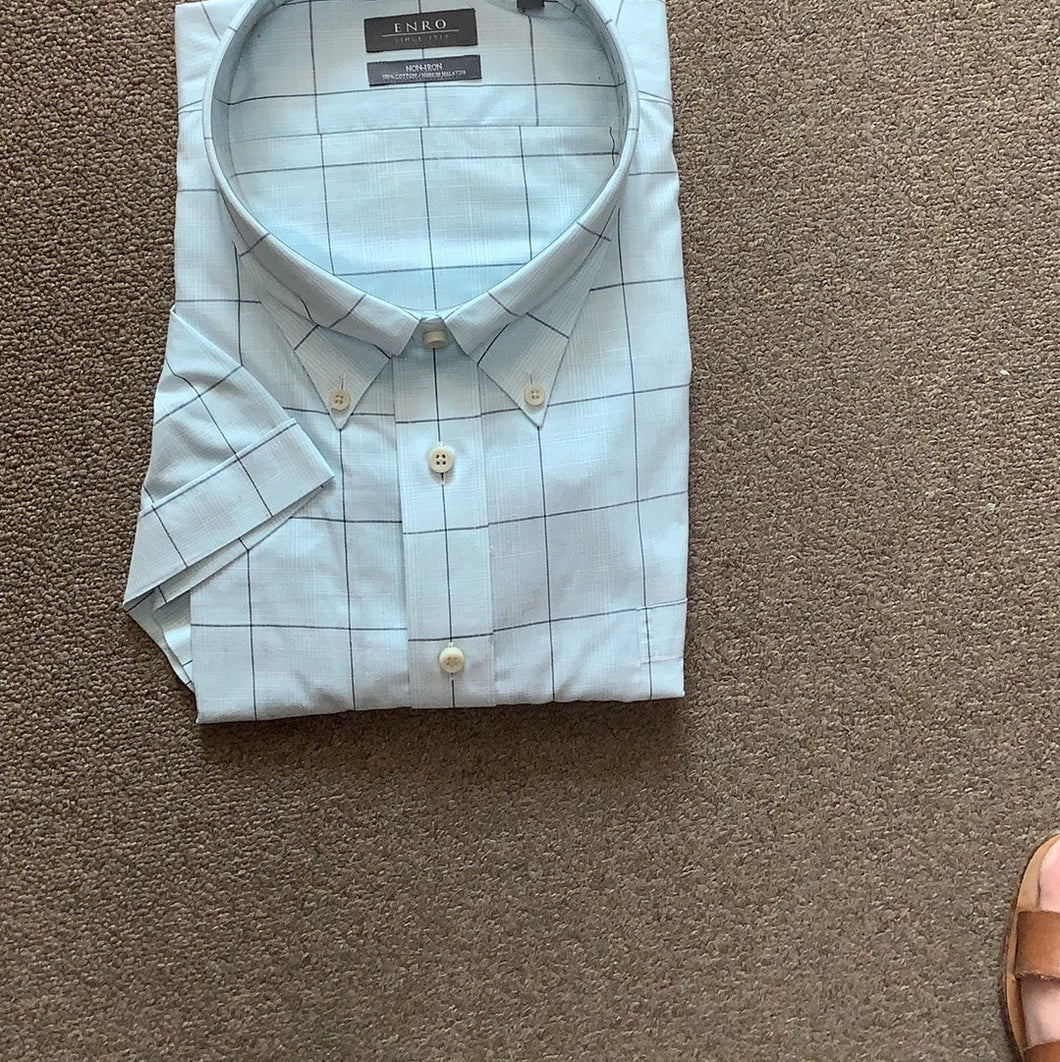 enro short sleeve dress shirts Enro Dress Shirt Mens Size 16 Regular Fit Short Sleeve Button Up Medium Gray