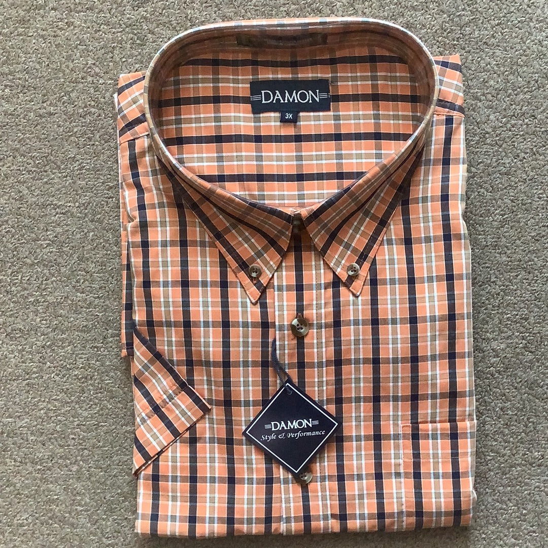 damon dress shirts Damon Orange Short Sleeve Sport Shirt 4X