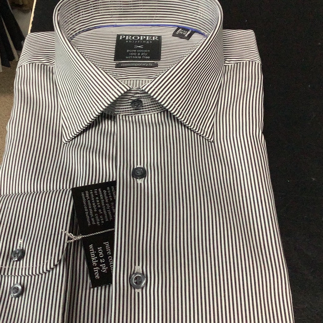 Proper Shirtings Black Stripe Contemporary Fit