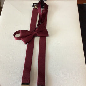Young Men’s Burgundy Skinny Suspenders and Bow Tie