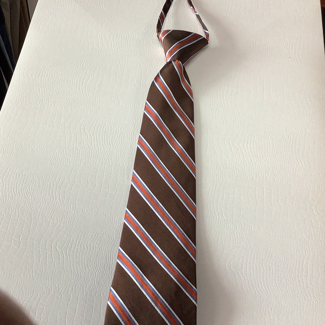 Zianetti Brown Stripe Zipper Tie