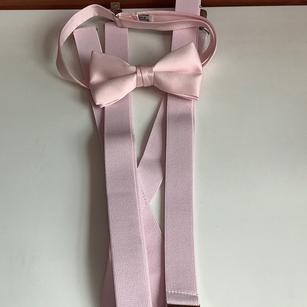 Young Mens Lt Pink Suspenders/Bow Tie