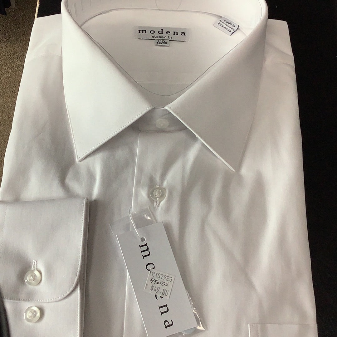 Modena White Classic Fit Long Sleeve Dress Shirt 24x34/35