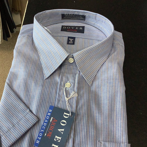 Arrow Short Sleeve Dress Shirt Blue Stripe