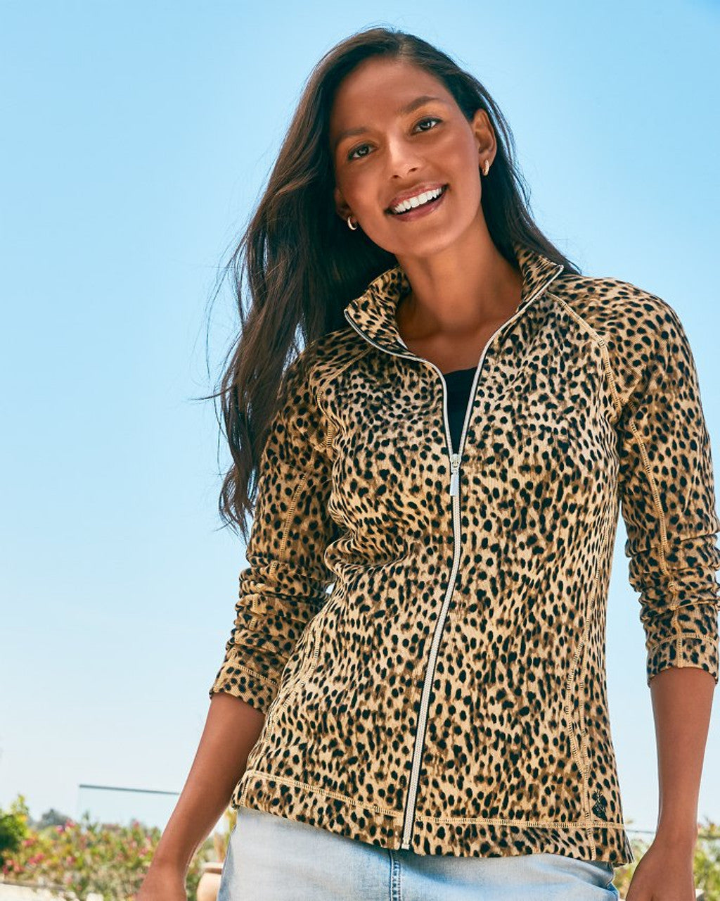 Tommy Bahama Ladies Leopard Full Zip Sweatshirt   SW221481