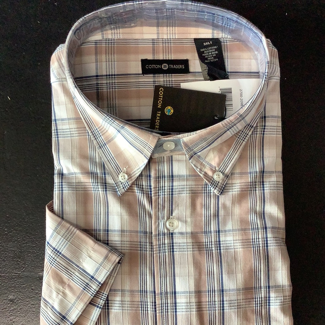 Cotton Traders Taupe Short Sleeve Sport Shirt