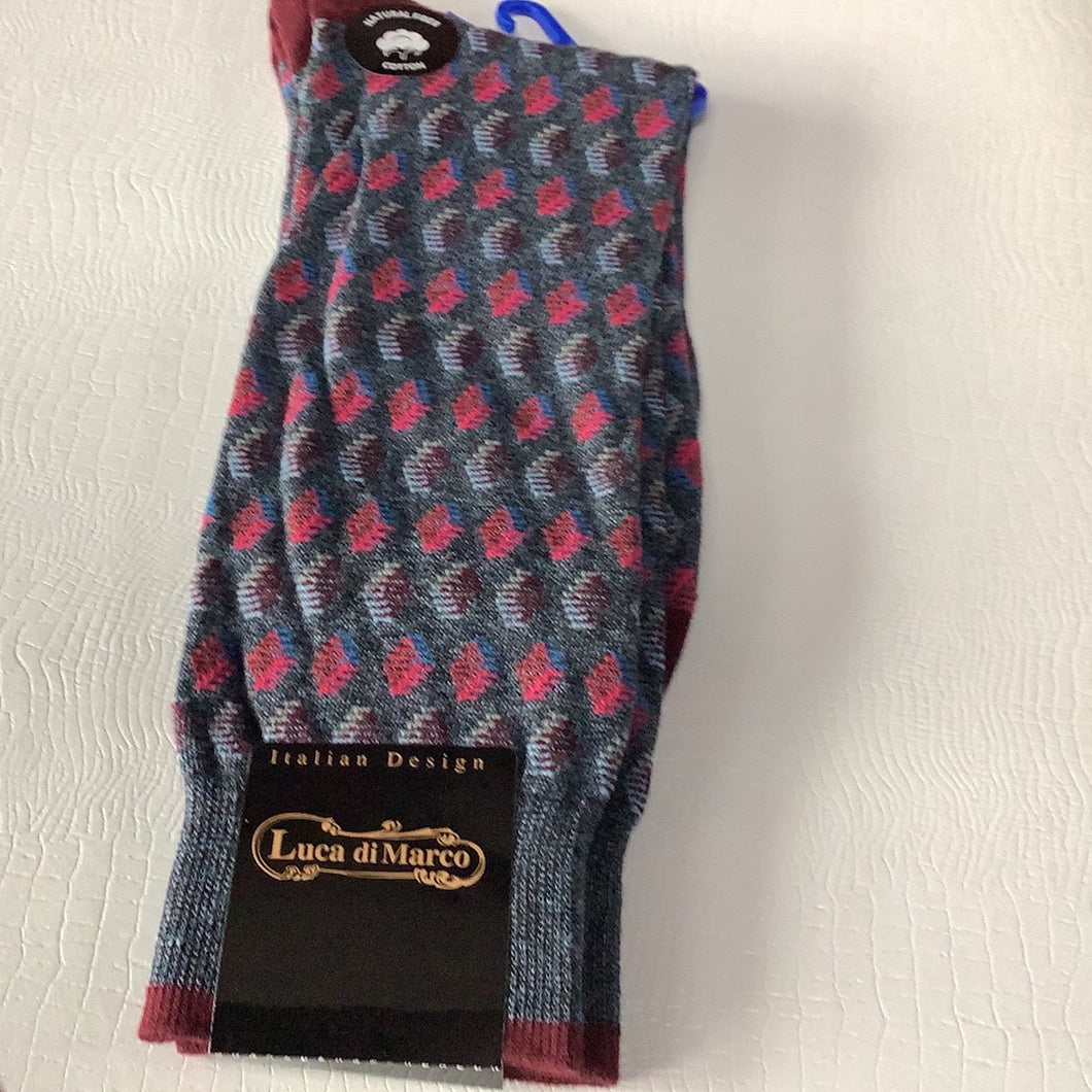 Luca di Marco Grey Red Blue Fashion Sock