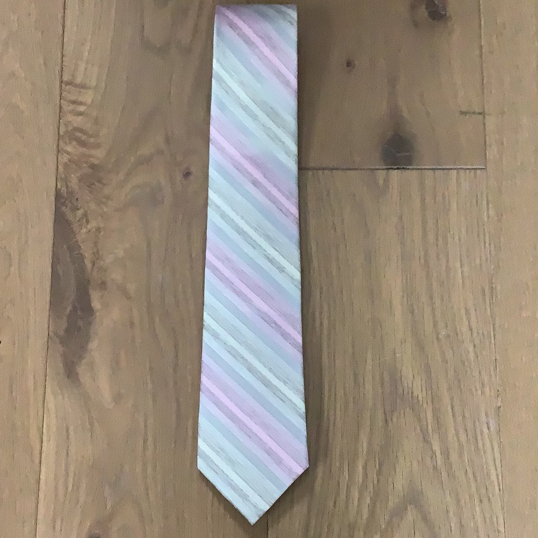 Big&Tall Pink Stripe Silk Tie