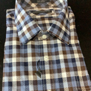 Damon Brown Multi Plaid Long Sleeve Sport Shirt