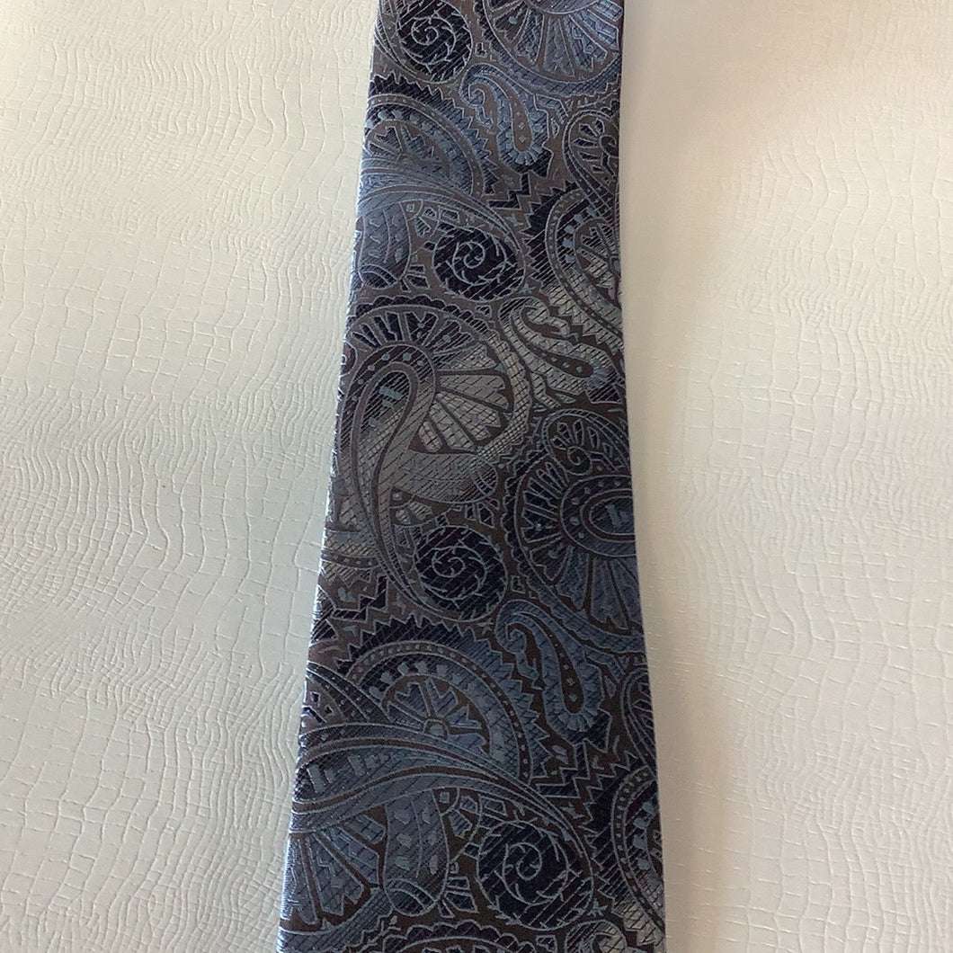 Zianetti Blue Grey Paisley Silk Tie