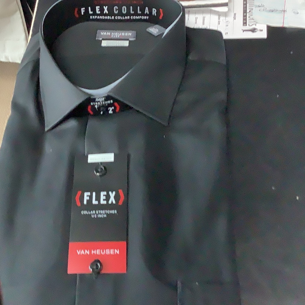 Van Heusen Regular Fit Black Long Sleeve Dress Shirt