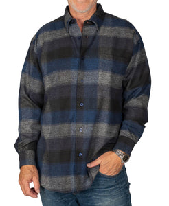 Woodland Trail Blue Long Sleeve Woven Flannel