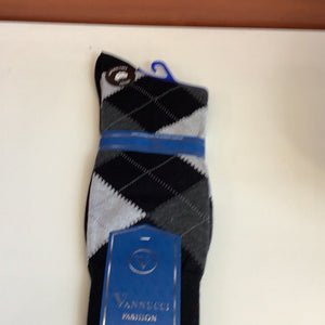 Vannucci Fashion Socks Black Grey Argyle