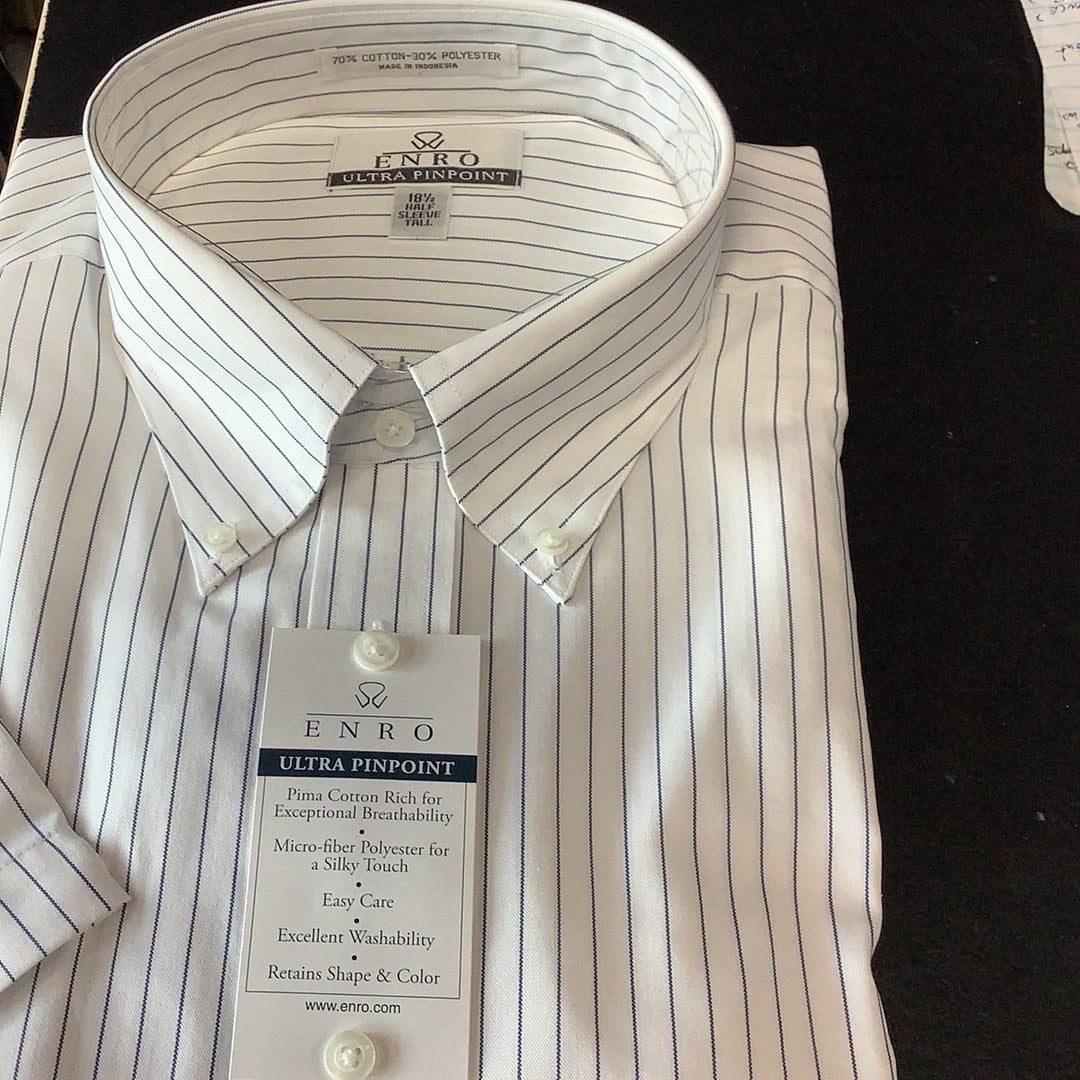 Enro Blue Striped Short-Sleeve Dress Shirt