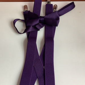 Young Mens Purple Suspenders/Bow Tie