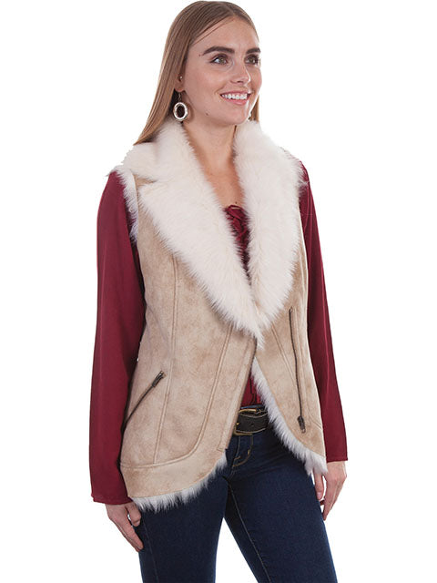 Scully Ladies Vest with Fur Collar